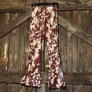 Brown and White Flared Leggings